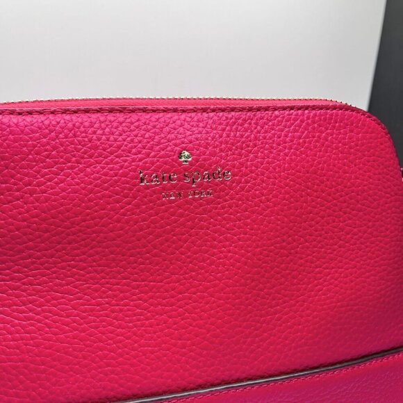 NWT KATE SPADE HANNA PEBBLED LEATHER SHOULDER BAG IN DARK PINK - OS - Picture 4 of 9